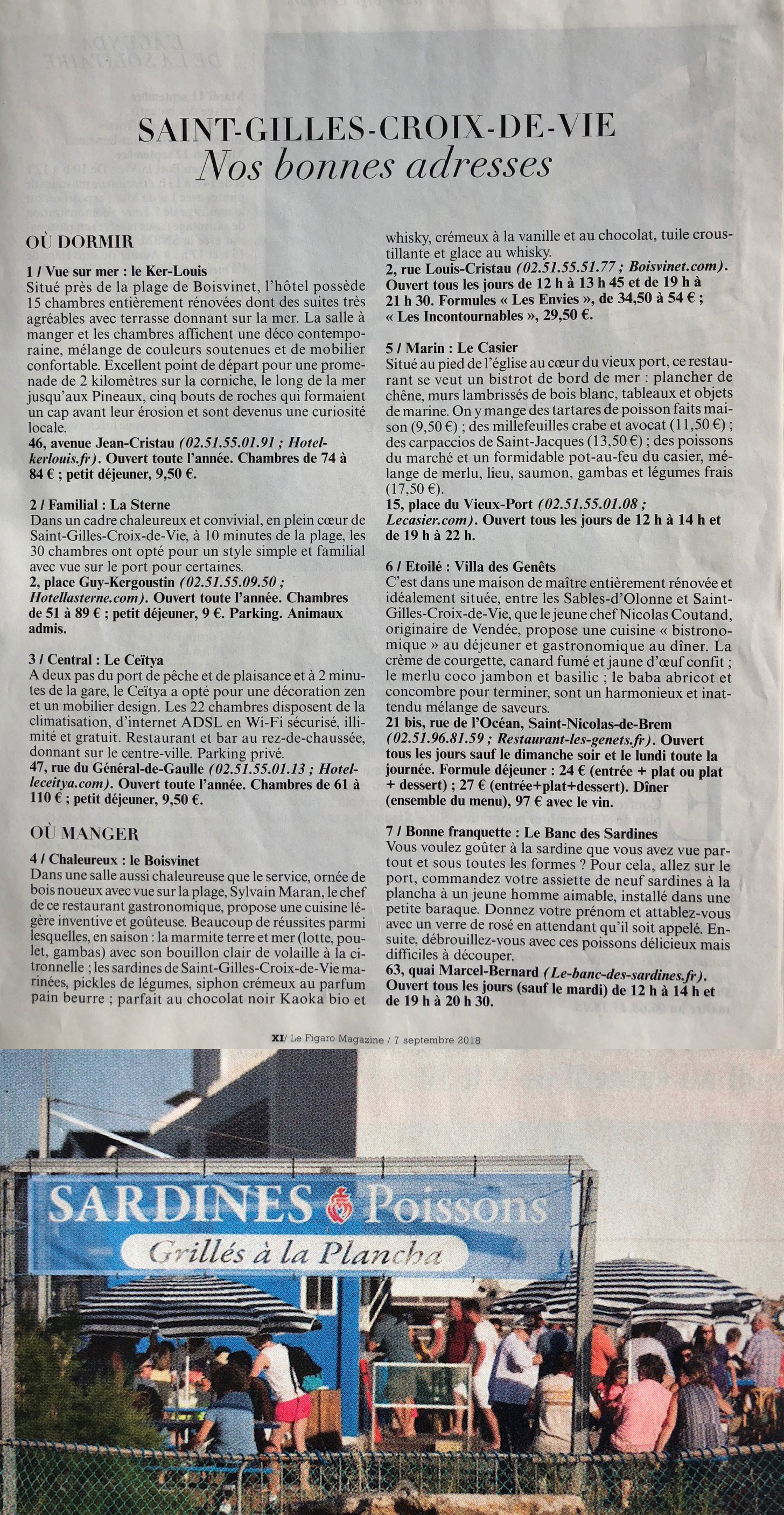 Figaro Magazine - Saint-Gilles-Croix-de-Vie - 7 septembre 2018